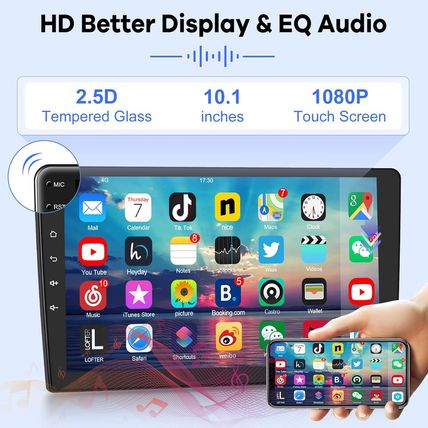 2G+32G] 10.1 Inch Android 11 Double Din Car Stereo with Wireless/Wired Carplay