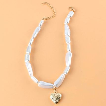 Alloy Love Pendant Pearl Necklace