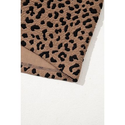 Khaki Leopard Print V Neck Sleeveless Collared Mini Dress