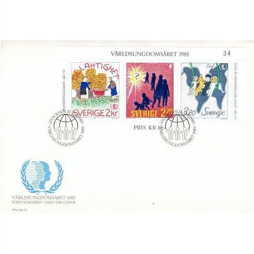 Sweden FDC 1985 - SG MS1275 - International Youth Year - Childrens Drawings MS