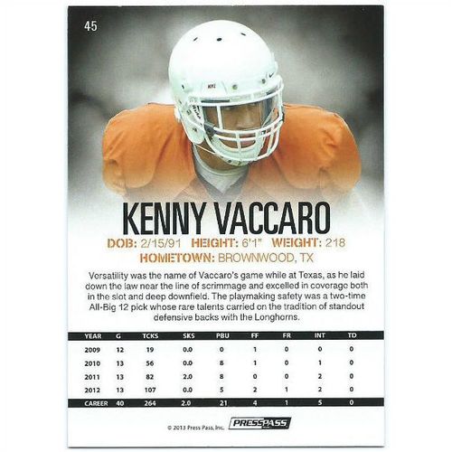 2013 Press Pass - #45 - Kenny Vaccaro