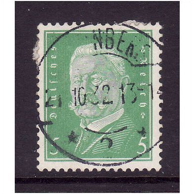 GERMANY 1928 SG426 5pf GREEN PRES VON HINDENBURG FINE USED