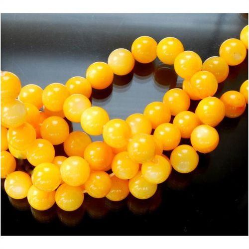 10 no. Yellow Kunzite Round Polished 6 mm Beads Jewellery Making 2008