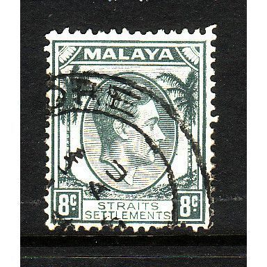MALAYSIA STRAITS SETTLEMENTS 1938 SG283 8c GREY FINE USED#3