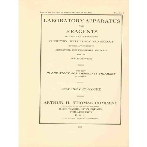 arthur h thomas company 1922 laboratory apparatus reagents vintage ad