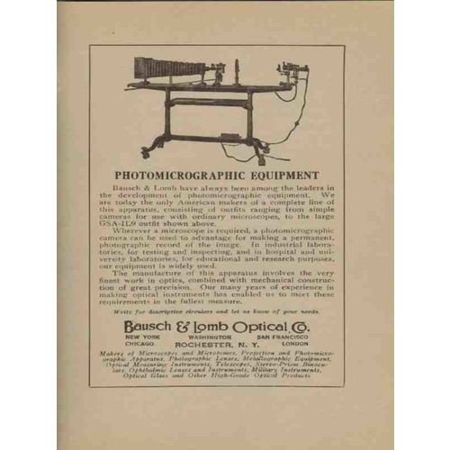 bausch lomb optical company 1922 photomicrographic vintage ad