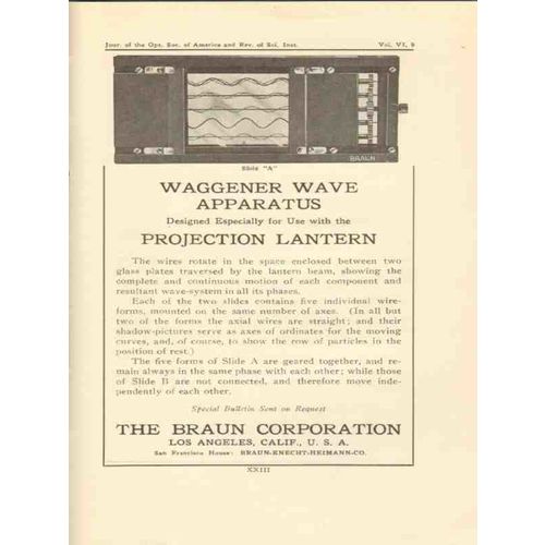 braun corporation 1922 waggener wave apparatus vintage ad