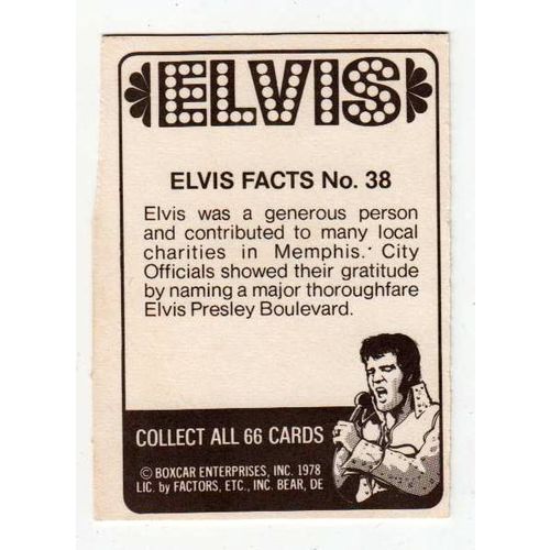 1978 Boxcar vintage Elvis Presley trading card #38