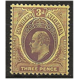 Southern Nigeria 1912 SG49 3d Puple/Yellow Mounted Mint ....