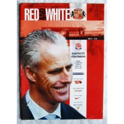 2003 programme Sunderland AFC v. Bolton Wanderers 15/3 c/w stickers