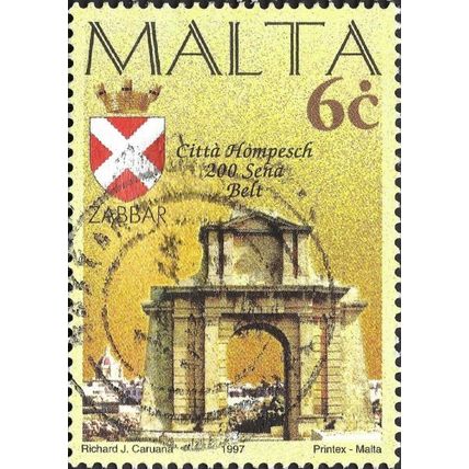 MALTA, Hompesch Gate and Arms, Zabbar, yellow 1997, 6c