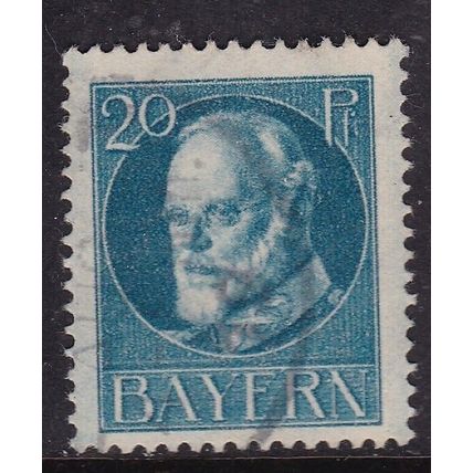 Bavaria 1914 Prince Ludwig 20pf Greenish Blue Fine Used SG 182a VGC