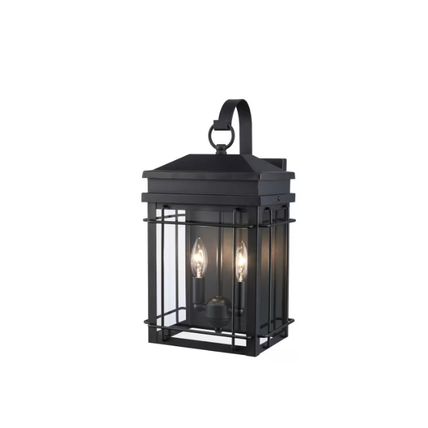 Monteaux Bel Air 17 in. 2-Light Black Outdoor Wall Light Fixture w/ Clear Glass