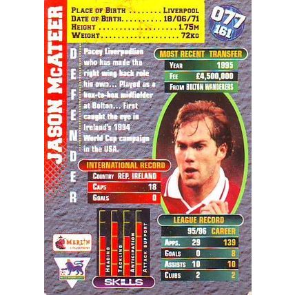 Merlin Premier Gold English Premier League 1996/97 Jason McAteer