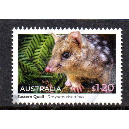 AUSTRALIA: 2023 NATIVE ANIMALS, $1.20 EASTERN QUOLL USED SHEET STAMP. 050/51