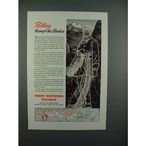 1943 Great Northern Railroad Ad - Rolling Rockies