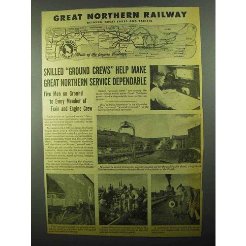 1943 Great Northern Railway Ad - Skilled Ground Crews