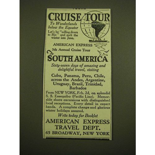 1924 American Express Travel Dept. Ad - Cruise Tour