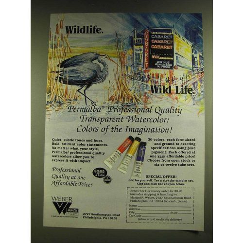 1990 Eber Permalba Watercolors Ad - Wildlife