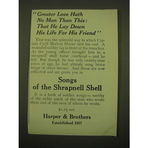 1918 Harper & Brothers Ad - Greater Love Hath no Man Than This