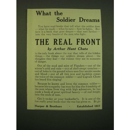 1918 Harper & Brothers Ad - What the Soldier Dreams