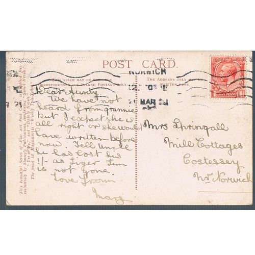 SHUREY POSTCARD BRIDGE ALDENHAM HOUSE 1921 MILL COTTAGES COSTESSEY