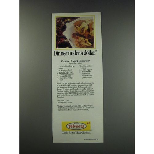 1991 Kraft Velveeta Ad - Creamy Chicken Cacciatore recipe