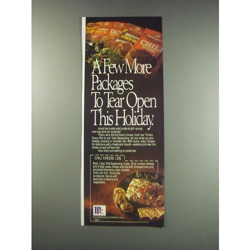 1991 McCormick Mixes Ad - Chili Cheese Log recipe