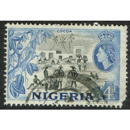 Nigeria 1953 Definitive Issue 4d Black and Blue SG74 AvU