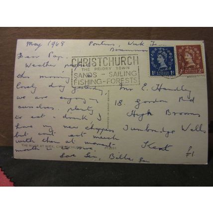 THE RIVER AT WICK, CHRISTCHURCH, Bournemouth, Dorset used postcard 1968 pm =