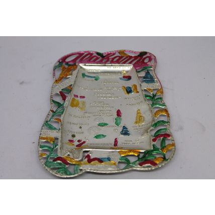 Unique VTG Gift State Souvenir Alabama Hand Painted Metal Ashtray Trinket 1950s