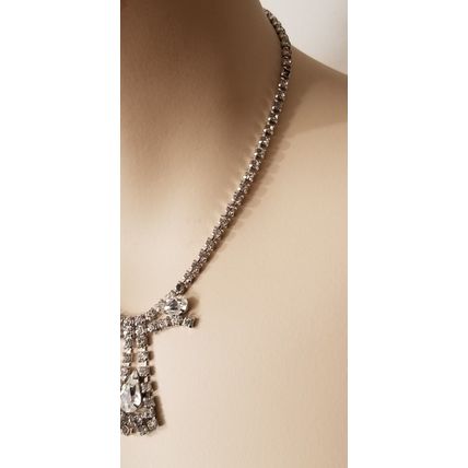 Vintage Silver Tone Rhinestone Prom/Formal Necklace