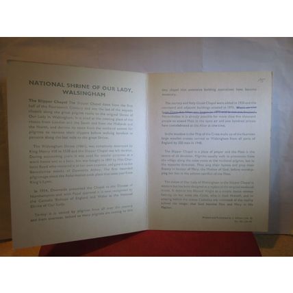 NATIONAL SHRINE OF OUR LADY OF WALSINGHAM, Norfolk guide card by J. Salmon =