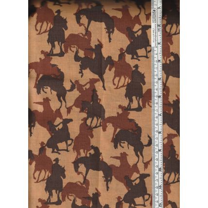 Western Fabric Cowboy Silhouettes 2 yards #19e