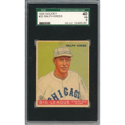 1933 Goudey Ralph Kress #33 SGC 3 P1361