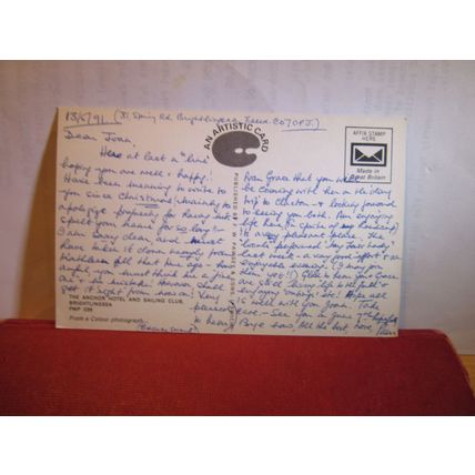 ANCHOR HOTEL & SAILING CLUB, BRIGHTLINGSEA, ESSEX used postcard dated 1991 =