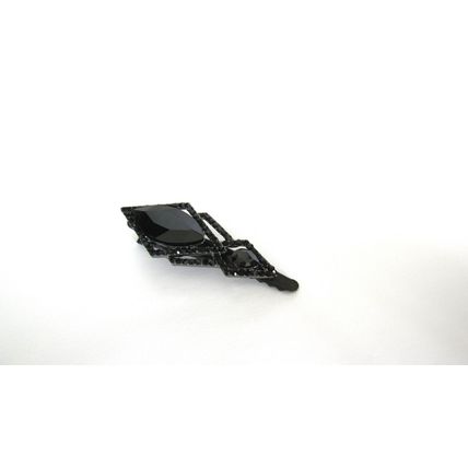 Medium black metal crystal diamond shaped hair pin alligator clip