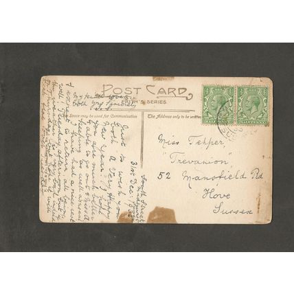 Genealogy Postcard Miss Tepper Trevanion 52 Mansfield Road Hove Sussex 1932