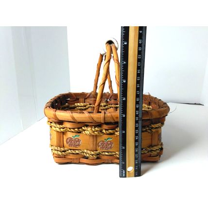 Small Apple Basket w/ Porcelain Handle - Rope Weave - Farmhouse Decor Beautiful