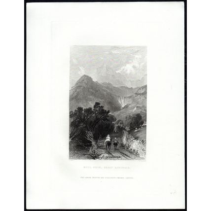 MILL BECK, GREAT LANGDALE 1858 Samuel Bradshaw Thomas Allom ANTIQUE ENGRAVING