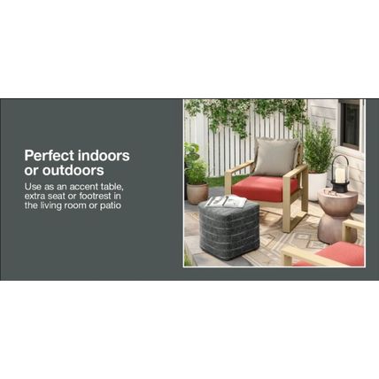 18"x18" Outdoor Patio Pouf Charcoal Dash - Threshold