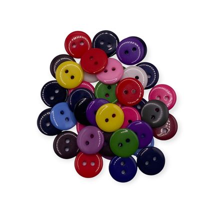 100PCS 12.5mm Mixed Buttons Many Colours Flatback 2 Hole Resin Crafts Scrapbook