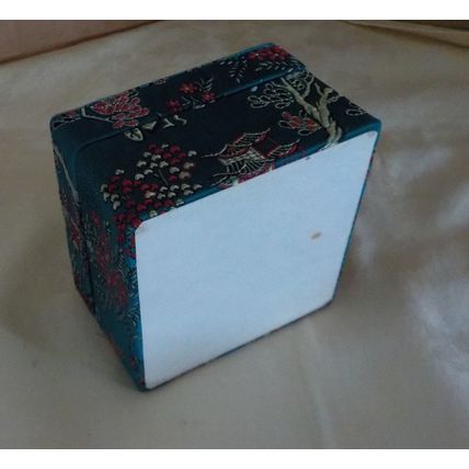 Vintage Silk Embroidered Sturdy Chinese Box (8cm x 8cm x 5cm)