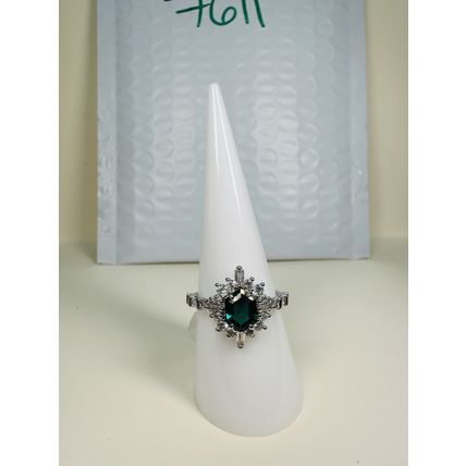 NWT Bomb Party Sz8 BP Ring Star Hexagon Green Fashion Jewelry RBP Rhodium Pl