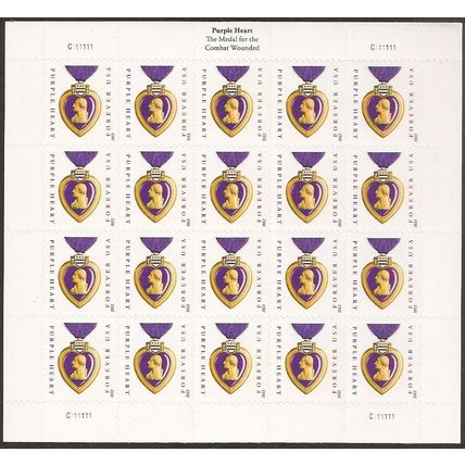 Purple Heart Medal (2012) Sheet of 20 Current Rate Postage Stamps Scott 4704