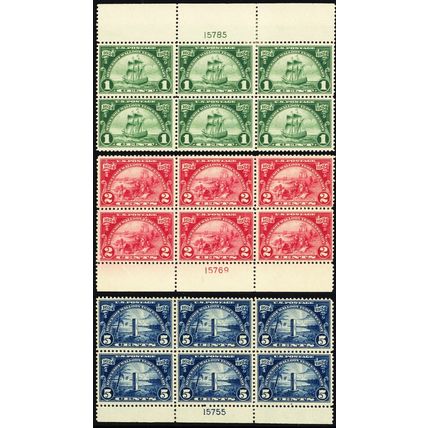 614-16, Mint VF Set of Three Plate Blocks SCV $330 - Stuart Katz
