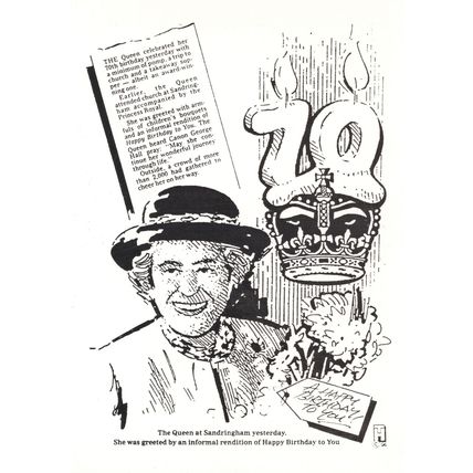 Queen Elizabeth 70th Birthday Supper Comic Rare Cartoon Old Postcard