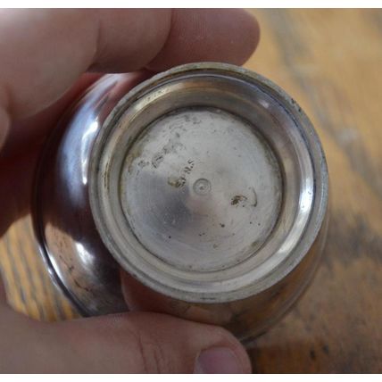 Antique silver plate SMALL WHITE METAL CUP ART DECO vintage style England