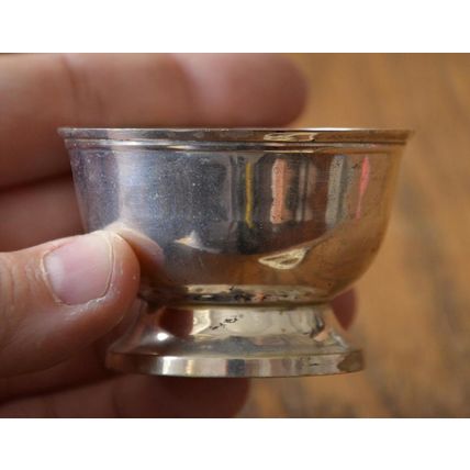 Antique silver plate SMALL WHITE METAL CUP ART DECO vintage style England