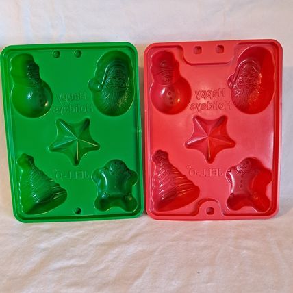 Lot 2 CHRISTMAS JELLO JIGGLERS MOLDS Jell-o Snowman Ornaments Snowflake Candy